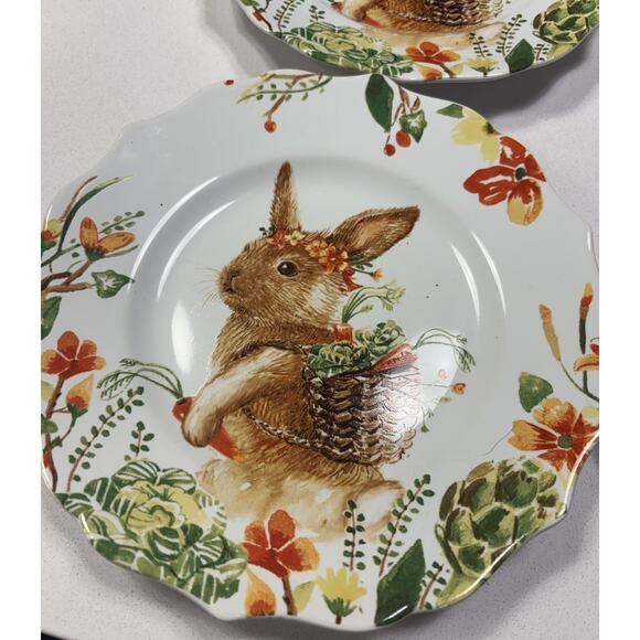 Pier 1 LILLY the Bunny Easter Plate Set Of 4 Pier One 8.5” - Picture 2 of 7